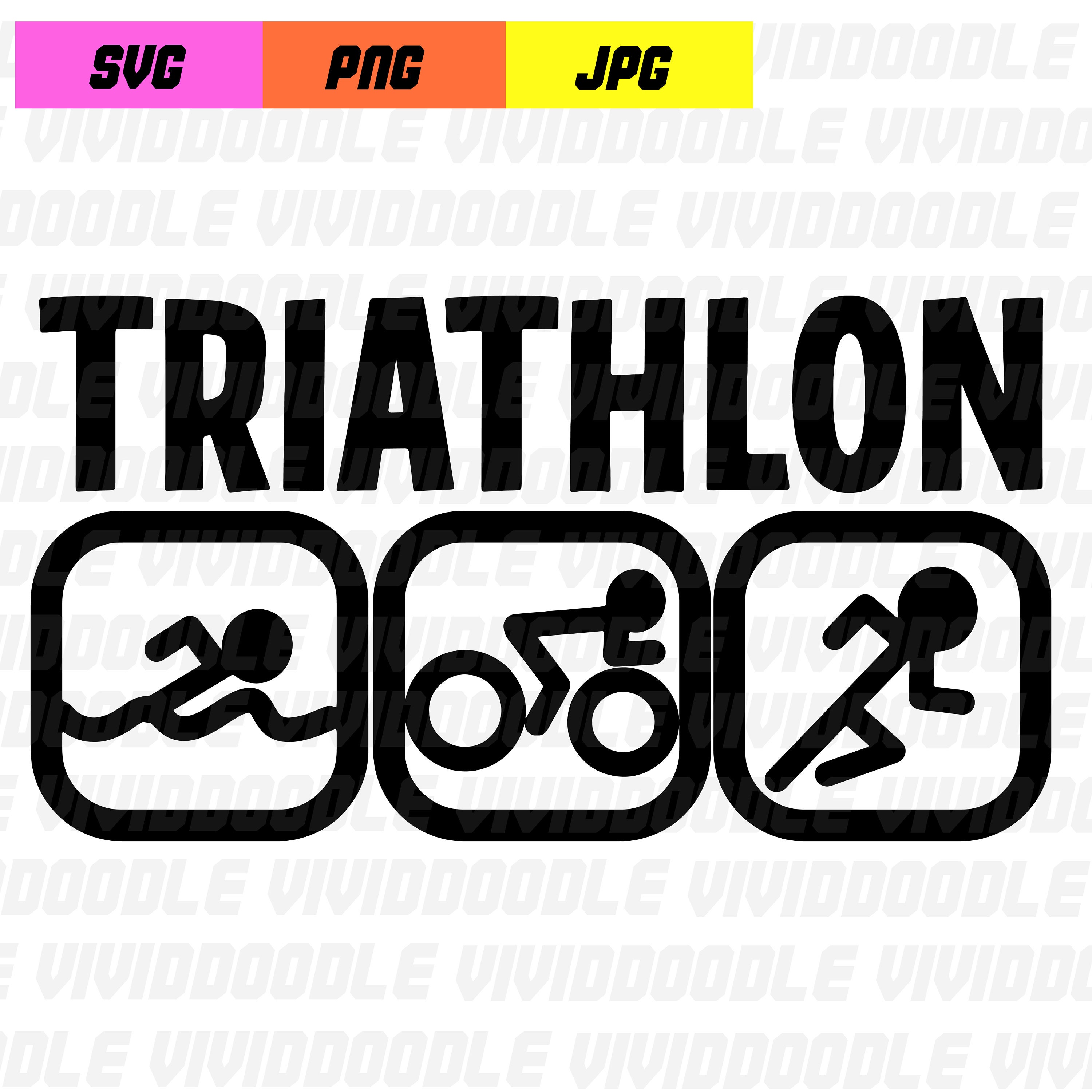 Triathlon Swim Bike Run Figure with Text svg Digital Download