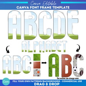 Plantilla de Canva con marco de alfabeto con letras dibujadas a mano / Plantilla de fuente editable / Marcos personalizables con arrastrar y soltar / Plantilla de letra rellenable