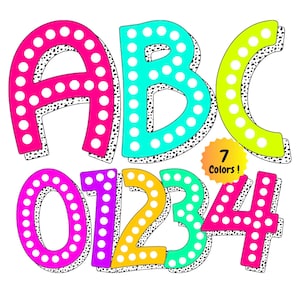 neon Bold letters png, alpha sets bundle, polka dot alphabet png, marquee letters png, doodle dot font, Digital Download, scribble font png
