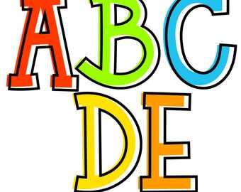 Neon alphabet Doodle Set - Bright Colorful Alphabet PNG Set for Kindergarten, School, Teacher, Classroom - Handwritten Font