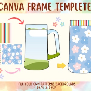Cornice in tela mockup per bicchiere da 24 once, riempi il modello CANVA modificabile per bicchiere da 24 once, trascina e rilascia