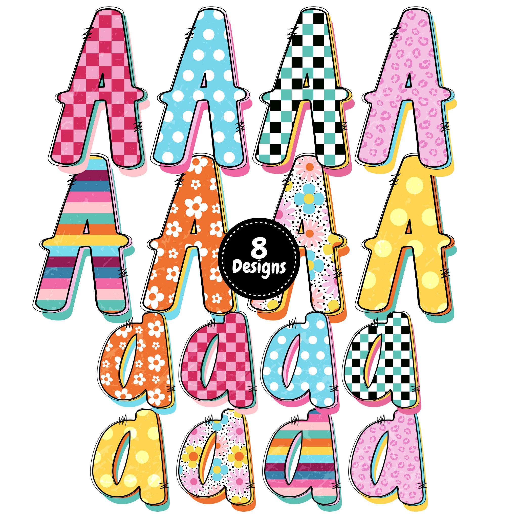 Retro School Alphabet Letters | Doodle Alpha Font Letter and Number ...