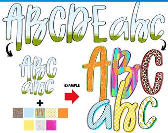 Preppy Handwritten font  Canva Frame Template | Sublimation | Font Canva Frame |  Fill in Alphabet | Canva Frame Monogram