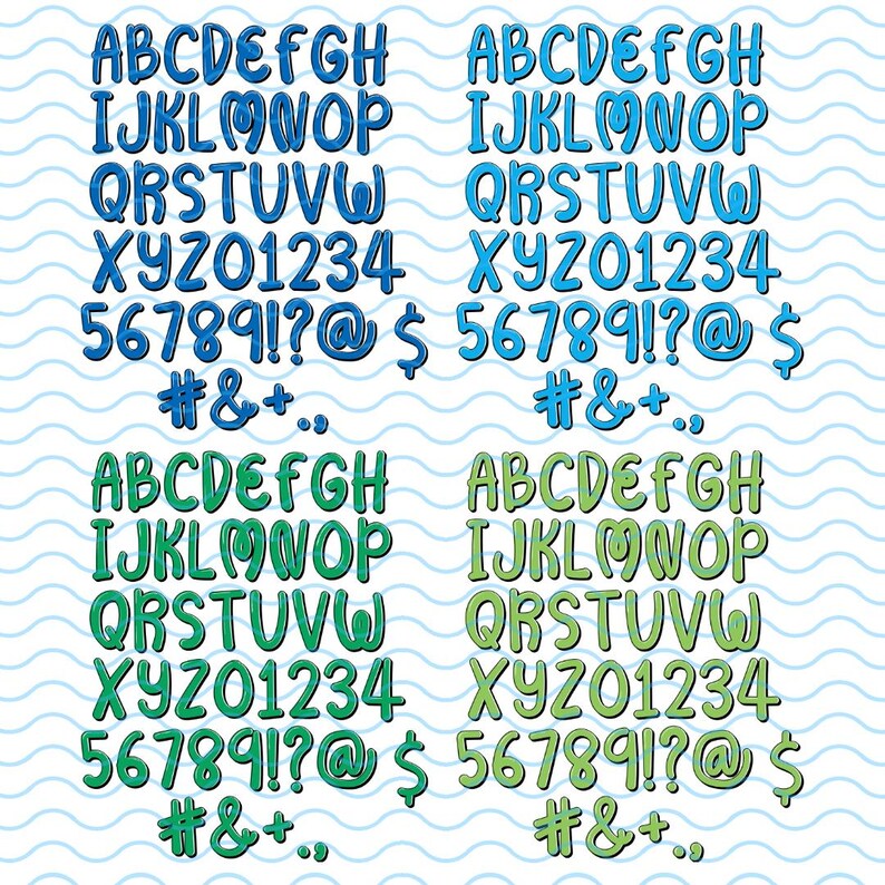 Overlapping Letters Blue Neon Overlap Letter Font: Cute, Bubble, Handwritten, Doodle Alphabet ...