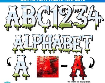 Plantilla editable de Canva con marco de letras de Halloween / Plantilla de alfabeto editable / Marcos personalizables con función de arrastrar y soltar / Plantilla de letras rellenables