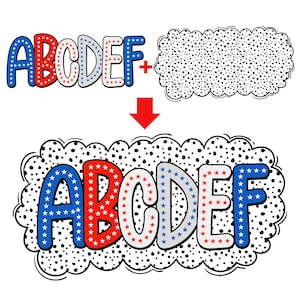 usa alphabet with Dalmatian Background, Independence day Alphabet png bundle, America PNG, 4th of July PNG, Dalmatian Dots, USA Flag Png