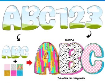Preppy Canva frame font Alphabet | Sublimation | Custom Fill Pattern | Canva Frame Monogram | canva alpha fonts | School Teacher letters