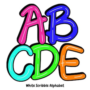 School Scribble Alphabet PNG | Bold and Vibrant Letters | Colorful Digital Alphabet Clipart