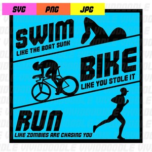 Swim Bike Run Triathlon Design PNG, JPG, SVG Digital Download File, Sublimation V2