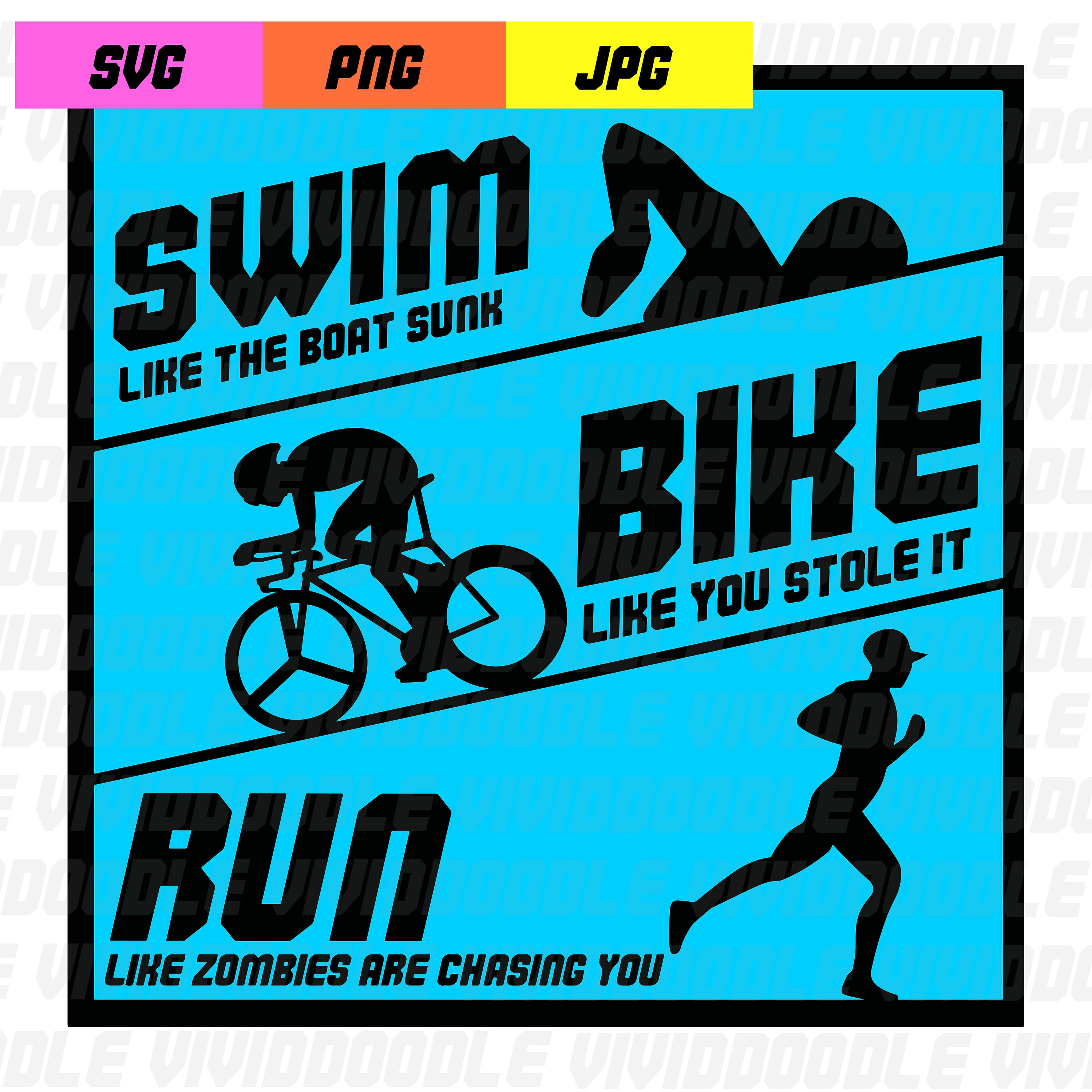 Swim Bike Run Triathlon Design PNG, JPG, SVG Digital Download File