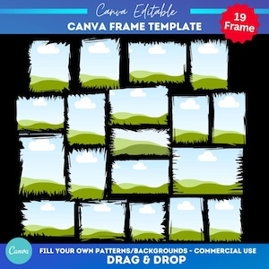 Distressed Frames Canva Editable Bundle| Fill Your Own Picture Bleach Effect Frame Template | Drag and Drop Photo