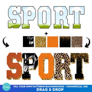 Letras de marcos de Canva para equipos universitarios / Marcos para arrastrar y soltar / Crea tu propio png / Paquete de marcos de Canva / Fuentes para equipos universitarios / Letras de camisetas / Fuentes deportivas