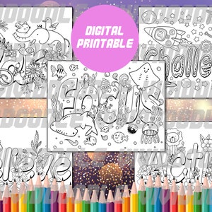 Animal Swear Word Coloring Page Digital Coloring Pages clip art Instant Download, Adult Coloring Book Animals and Flowers with Sweary Quotes