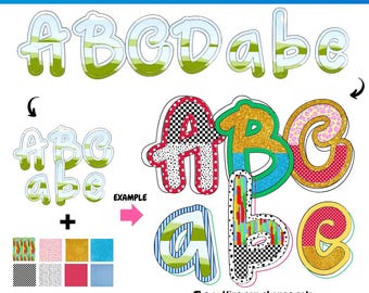 Preppy Canva alpha doodle letter frame Template | Sublimation | Font Canva Frame |  Fill in Alphabet | Canva Frame Monogram