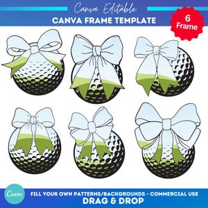 Golf coquette bow Canva Vorlagen | Ziehen Sie die Leinwandrahmen | dein eigenes png machen | Sublimationsdruck | Golf Bogen Png | Golf Band png | Golf Mama