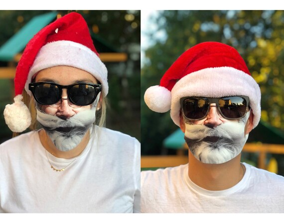 3d Print Santa Claus Face Mask Washable Reusable Waterproof Etsy
