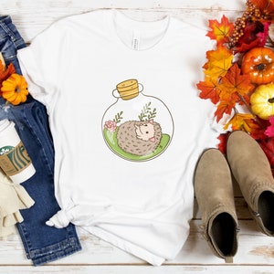 0118 Hedgehog Shirt, Spiky Pet Shirt, Wild Animal T-shirt, Spiky Hamster, Graphic Tee, Nature Shirt, Pastel Colors, Cartoon Art, Bottle Art