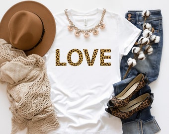 Love Shirt, Leopard Print Shirt, Trendy Shirt, Leopard Shirt, Love Shirt, Love Gift, Shirt for Women, Women Shirt, Graphic Tee, 0127