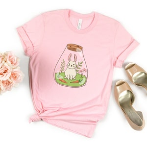 0112 Bunny Shirt, Rabbit Shirt, Cute Bunny, Wild Animal T-shirt, Pet Shirt, Nature Shirt, Pastel Colors, Cartoon Art, Bottle Art, Aquarium