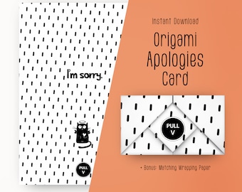 Origami Apology Card "Sorry cat", Print at Home Sorry Card, Printable Download incl. Folding Manual (INSTANT DOWNLOAD) by OriCards