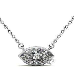 1CT Marquise Diamond Necklace, 14k Gold Diamond Pendant, Marquise Moissanite Necklace, Solitaire Necklace, Butterfly Pendant Necklace