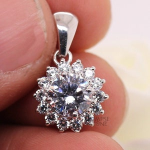 1.83CT Round Moissanite Solitaire Pendant: Dainty Layering Necklace