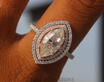 2.48 CT Marquise Moissanite Engagement Ring, 14K White Gold Solitaire