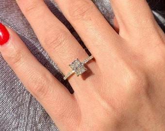 1.80ct Radiant Solitaire Engagement Ring, 18K White Gold Moissanite Diamond Ring, 4 Prong Wedding Ring, Anniversary Ring, Promise Ring