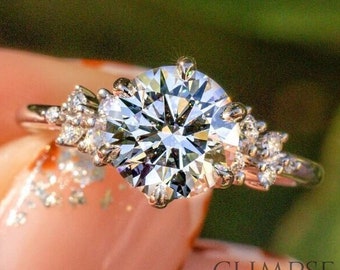 1.0ct Round Moissanite Engagement Ring: 18K Solid Gold Solitaire