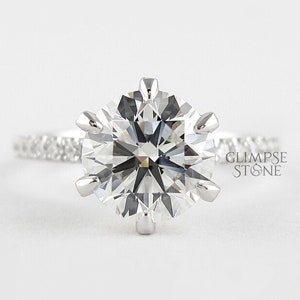 2.0CT Round Solitaire Moissanite Engagement Ring, Diamond Wedding Ring, 6 Prong White Gold Ring, Bridal Wedding Ring, Proposal Ring