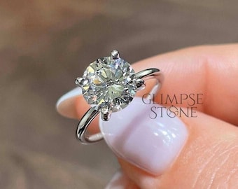 1.03CT Round Moissanite Engagement Ring: 18K White Gold Solitaire