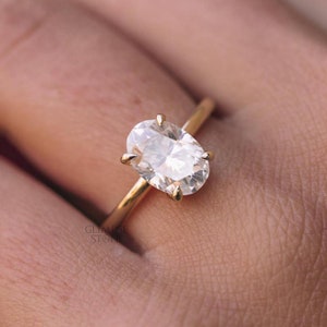2.54CT Oval Cut Moissanite Engagement Ring, Oval Solitaire Moissanite Ring, Solid Gold Ring, Anniversary Gift Ring, Wedding Ring for Women