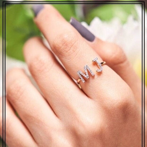 Customizable Alphabet Initial, F, Letter Personal Diamond 0.10 Carat 9Kt  Rose Gold Ring For Sale at 1stDibs | foto inisial f, j letter ring design,  wallpaper inisial f