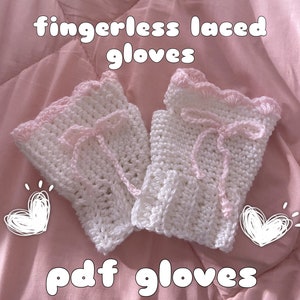 Fingerless glove aesthetic laced crochet pattern