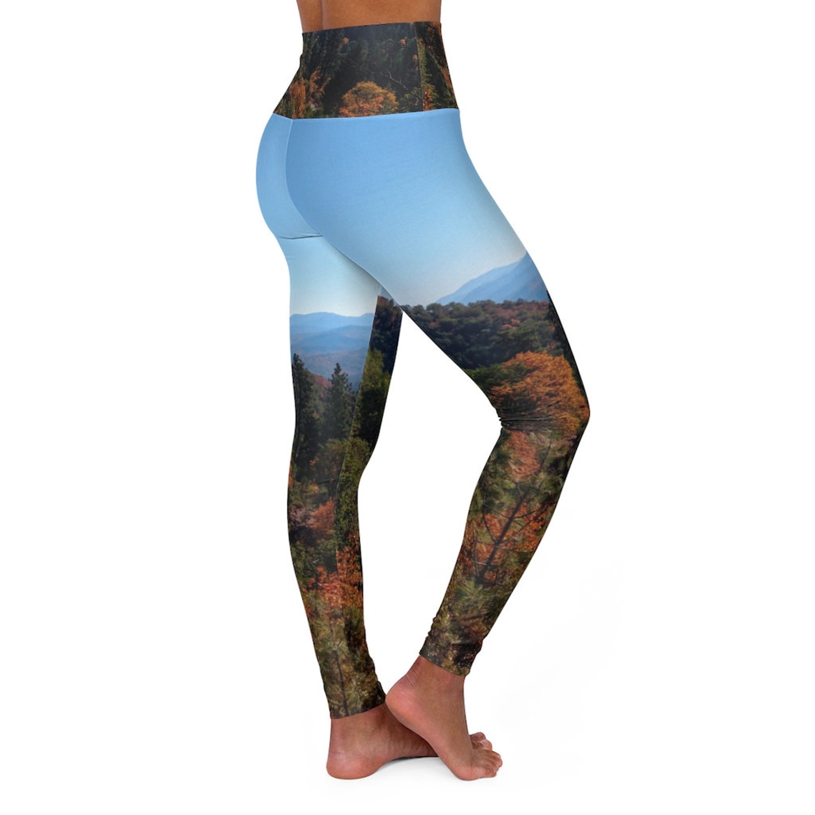 High Waisted Yoga Leggings nature view yoga pants hiking Etsy