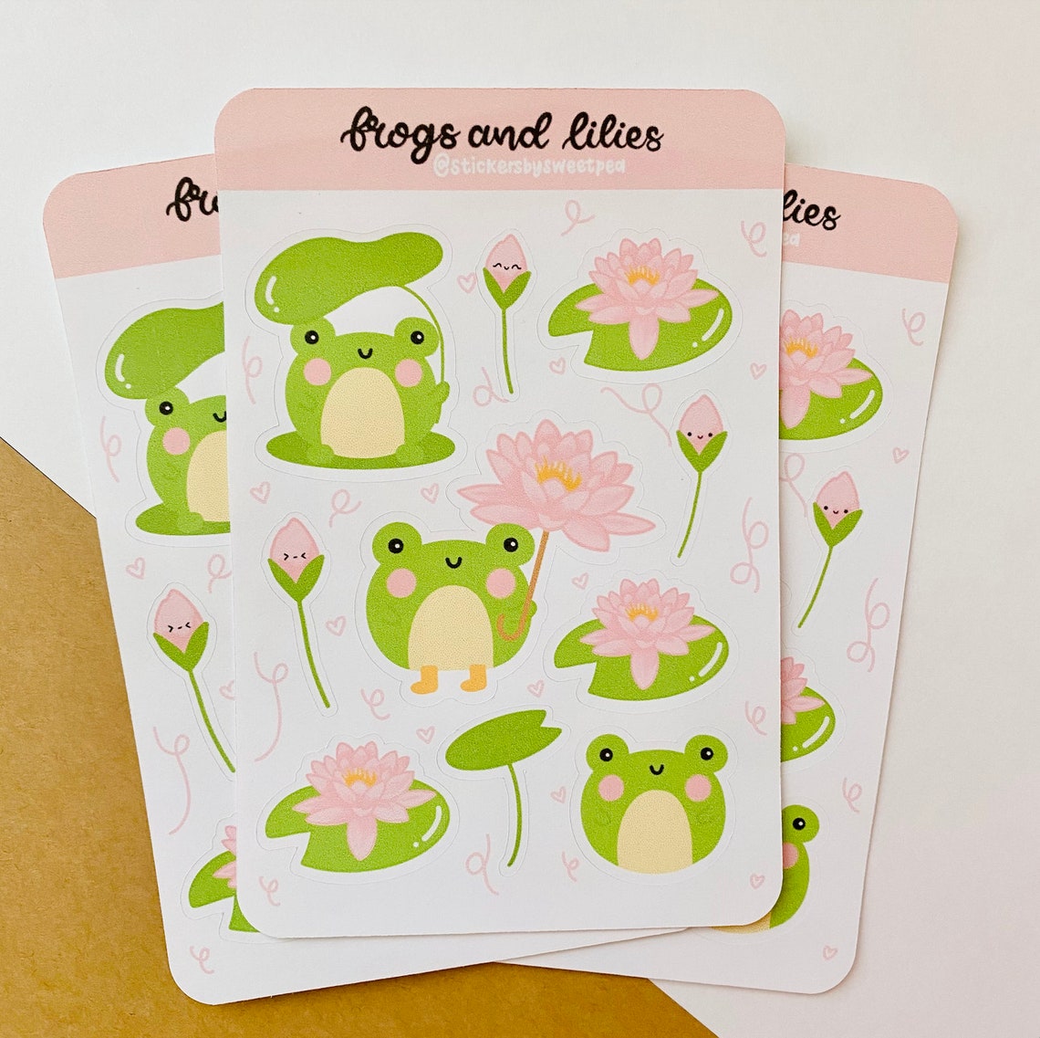 Frogs and Lilies Sticker Sheet bullet journal planner Etsy