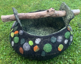 Large basket colorful pebbles look