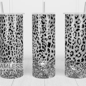Silver Leopard Print PNG - Skinny 20oz Tumbler Wrap