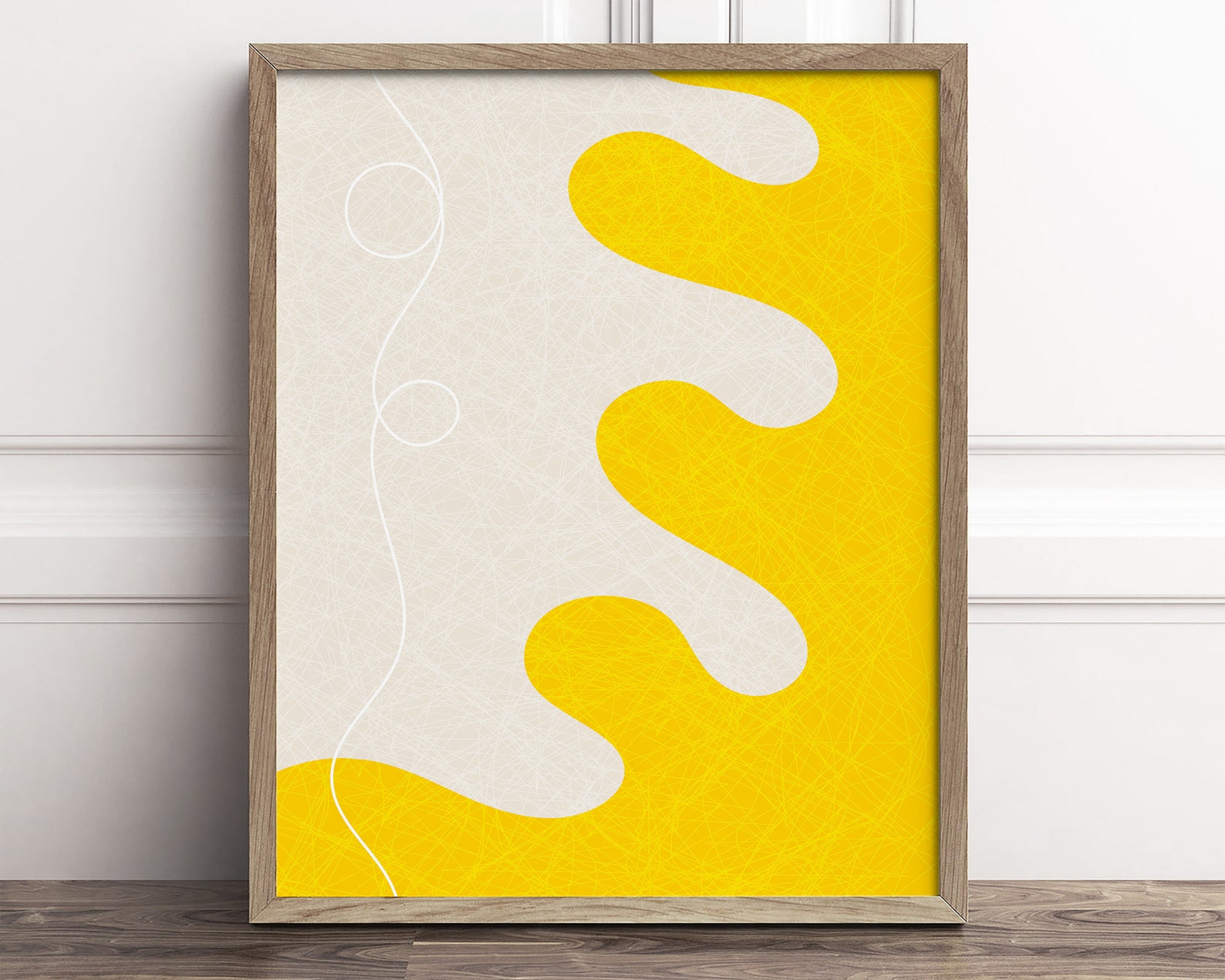 Yellow Gray Wall Art Modern Abstract Line Art Digital Etsy
