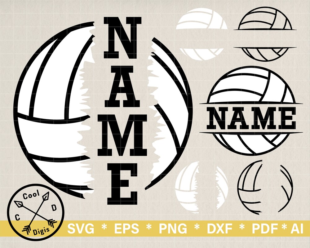 Snorider Design Volleyball Name Svg Clipart For Cricut, Volleyball Team Svg, Volleyball Cut File, Volleyball Template, Volleyball Mom Svg, Digital Download
