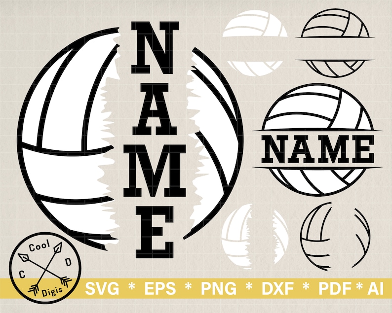 Clipart for cricut Volleyball ball with space for name
