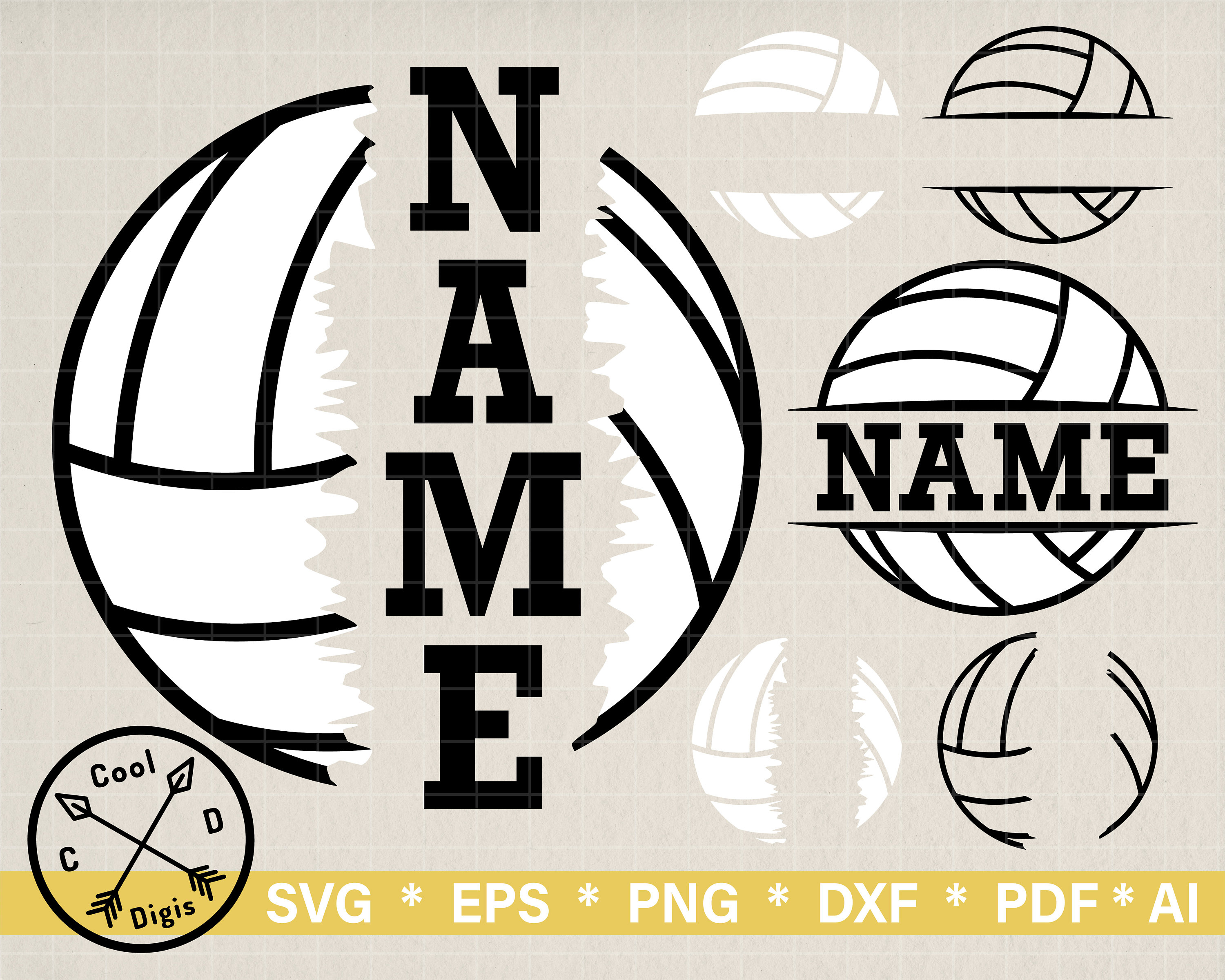 Volleyball Name SVG Clipart for Cricut Volleyball Team SVG Etsy UK