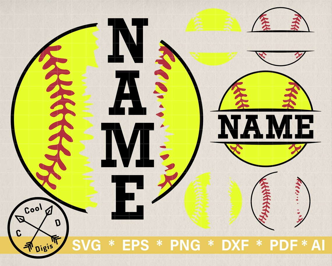 Softball Name SVG Clipart for Cricut Softball Team SVG Etsy
