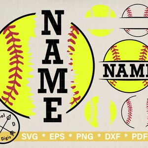 Softball Name Cricut SVG File, Softball Team SVG, Softball Vector, Softball Cut File, Softball Template, Softball Mom SVG, Digital download