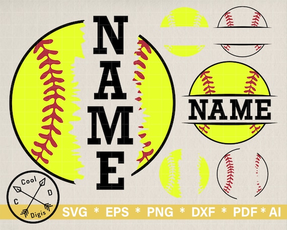 Softball Name Cricut SVG File, Softball Team SVG, Softball Vector, Softball Cut File, Softball Template, Softball Mom SVG, Digital download