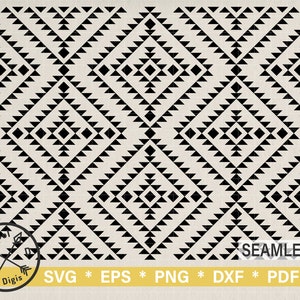 Aztec Pattern SVG Clipart for Cricut, Tribal Pattern SVG, Boho Seamless Geometric Silhouette Template, Digital download Eps Png Dxf Pdf Ai