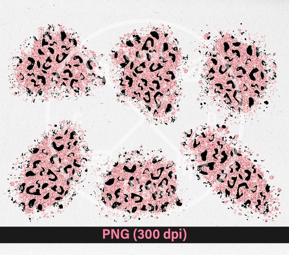 Rose gold leopard print PNG Distressed sublimation patches, Pink glitter leopard patch Bleached shirt sublimation patch Leopard splashes PNG