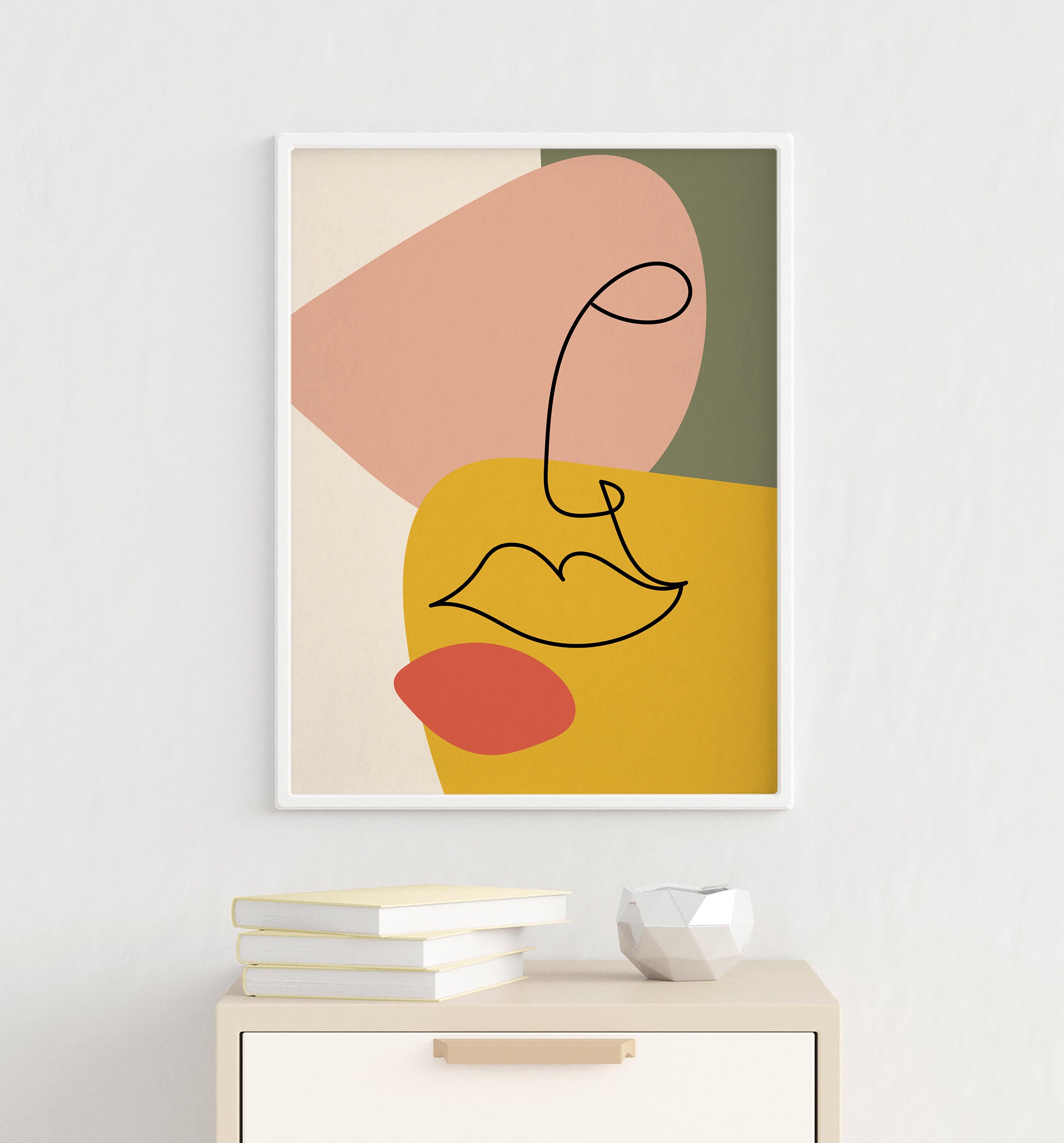 Face Abstract Wall Art Modern Abstract Line Art Boho Wall Etsy