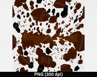 Cow Print Pattern Repeat | Cow Print Background | Seamless Cowhide Print PNG | Cowhide Print PNG | Digital Download