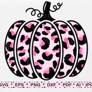 Pink Pumpkin SVG, Fall Sublimation SVG, Pink Leopard Pumpkin SVG, Halloween Leopard Pumpkin Clipart Svg Dxf Eps Png Pdf Cut Digital download